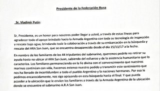 Pedido desesperado de los familiares a Putin por medio de una nota