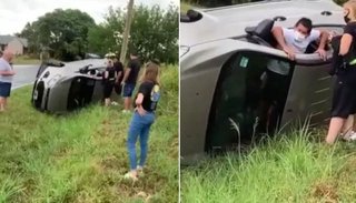 VIDEO. El "Pulga" Rodríguez ayudó a una mujer que se accidentó en una ruta