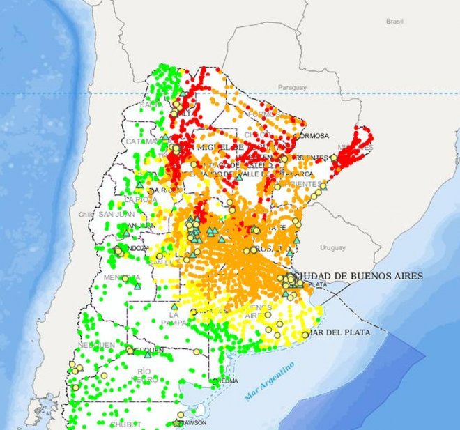 "Mapa del dengue" en la Argentina, por provincia