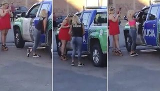 Video: Dos policías se pasaron de "galanes" con dos chicas y fueron separados de la fuerza