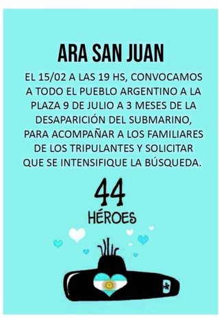 Familiares de los salteños del ARA San Juan convocan a una marcha hoy en la plaza 9 de Julio