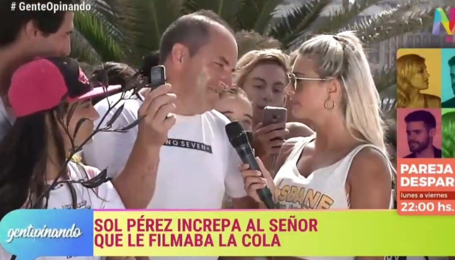 Sol Pérez, la ex chica del clima, increpó a un hombre que estaba filmando la cola