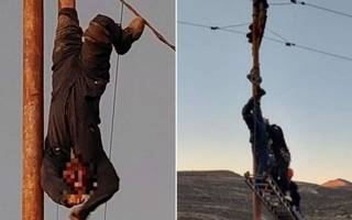 Fue a robar cables con su mujer y su bebé a la ruta: quedó dos horas colgado