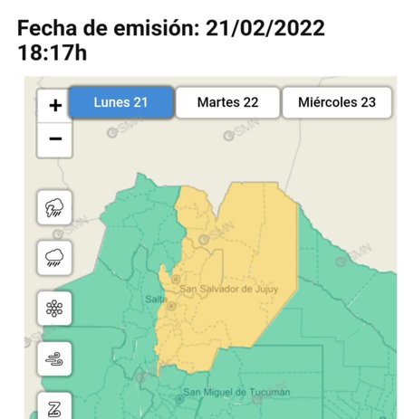 Rige una alerta para Salta y otros lugares de la provincia- Rige una alerta para Salta y otros lugares de la provincia