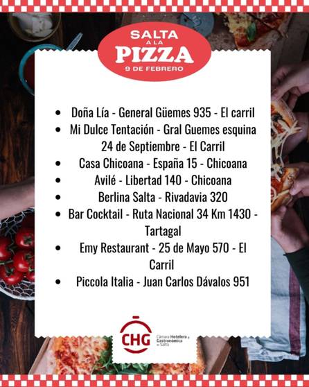 Esta noche llega Salta a la Pizza: estos son los locales adheridos