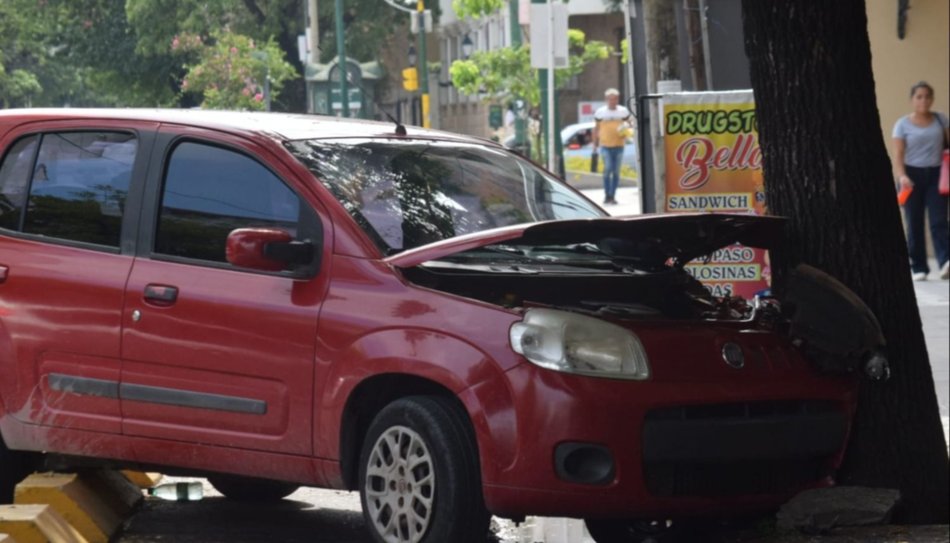 Un automóvil chocó contra un árbol en plena avenida Belgrano