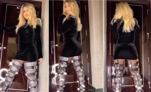 Wanda Nara sorprendió en la TV italiana con unas lujosas botas
