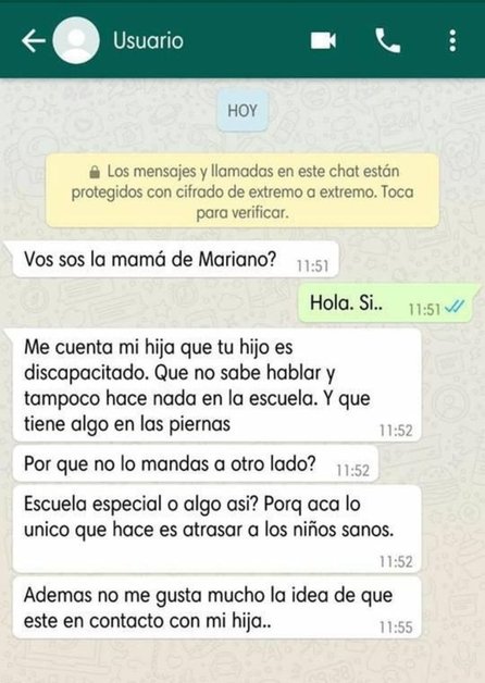 La "molestia" de una mamá porque su hija va a clases con un nene discapacitado causó indignación