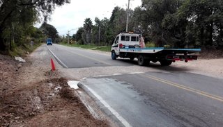 Un peligro: se produjo el hundimiento de la ruta 68 en el ingreso a La Merced