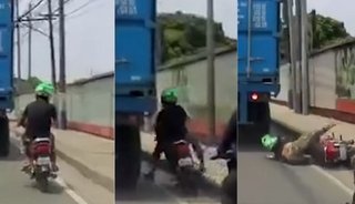 Video: La rueda de un camión le pasó por encima de la cabeza