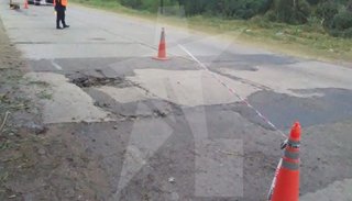 Se hundió un tramo de la ruta Provincial N° 1