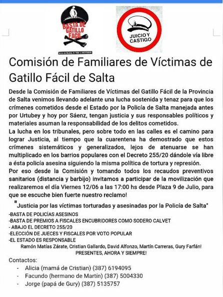Marcha de familiares de víctimas de “gatillo fácil”