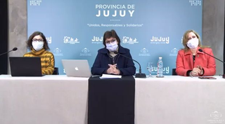 Teleconferencia de la ministra de Educación de la provincia, Isolda Calsina