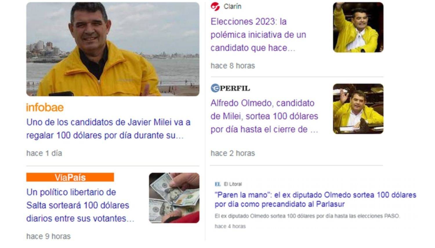 Los medios nacionales se hicieron eco de la nueva campaña "dolarizada" de Olmedo