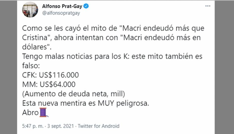  “Se les cayó el mito a los K”: los tuits de Prat-Gay sobre la deuda que se volvieron virales