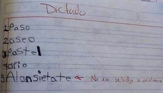 En un dictado anotó el reto del maestro a un compañero y se volvió viral