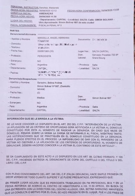 Denunciaron por amenazas a la directora del Centro de Hemoterapia de la Provincia