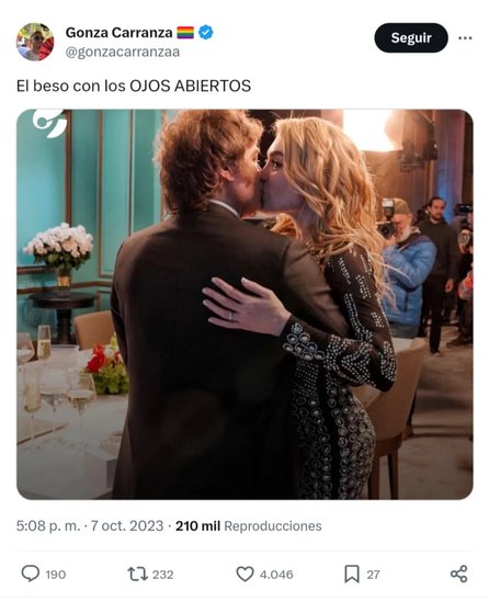 La curiosa foto de Fátima Florez y Javier Milei dándose un beso que impactó a todos