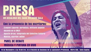 Presentan mañana en Salta el libro "Presa, un decálogo del caso Milagro Sala"