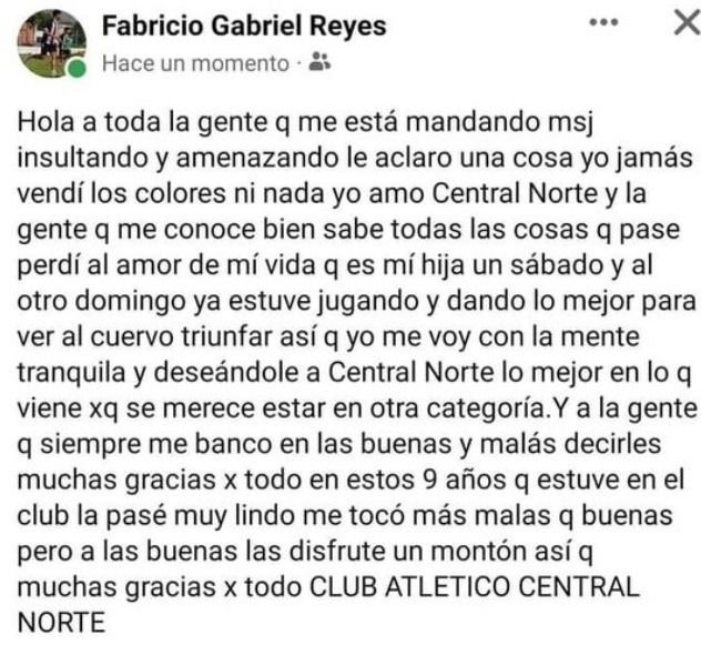 La Perla Reyes rompió su vínculo con Central Norte y se fue a Sportivo Pocitos