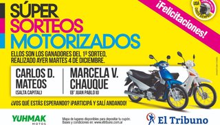 PRIMER SORTEO MOTORIZADOS: Se fueron las dos primeras motos, conocé a los ganadores