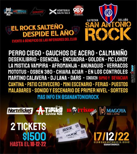El sábado próximo llega el primer “San Antonio rock”